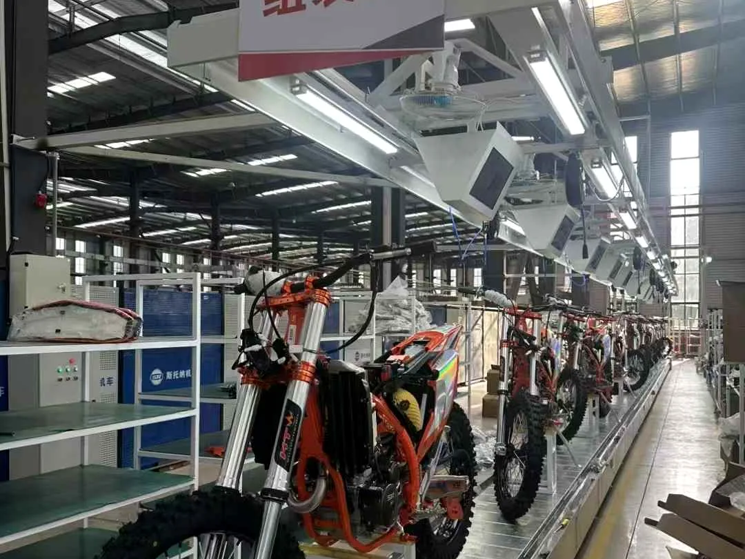 FCDC Motor production line with multiple motorcycles in preparation