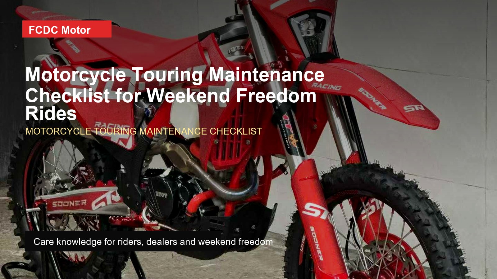 FCDC Motor motorcycle touring maintenance checklist visual reference for motorcycle touring, freedom, busy adult riders