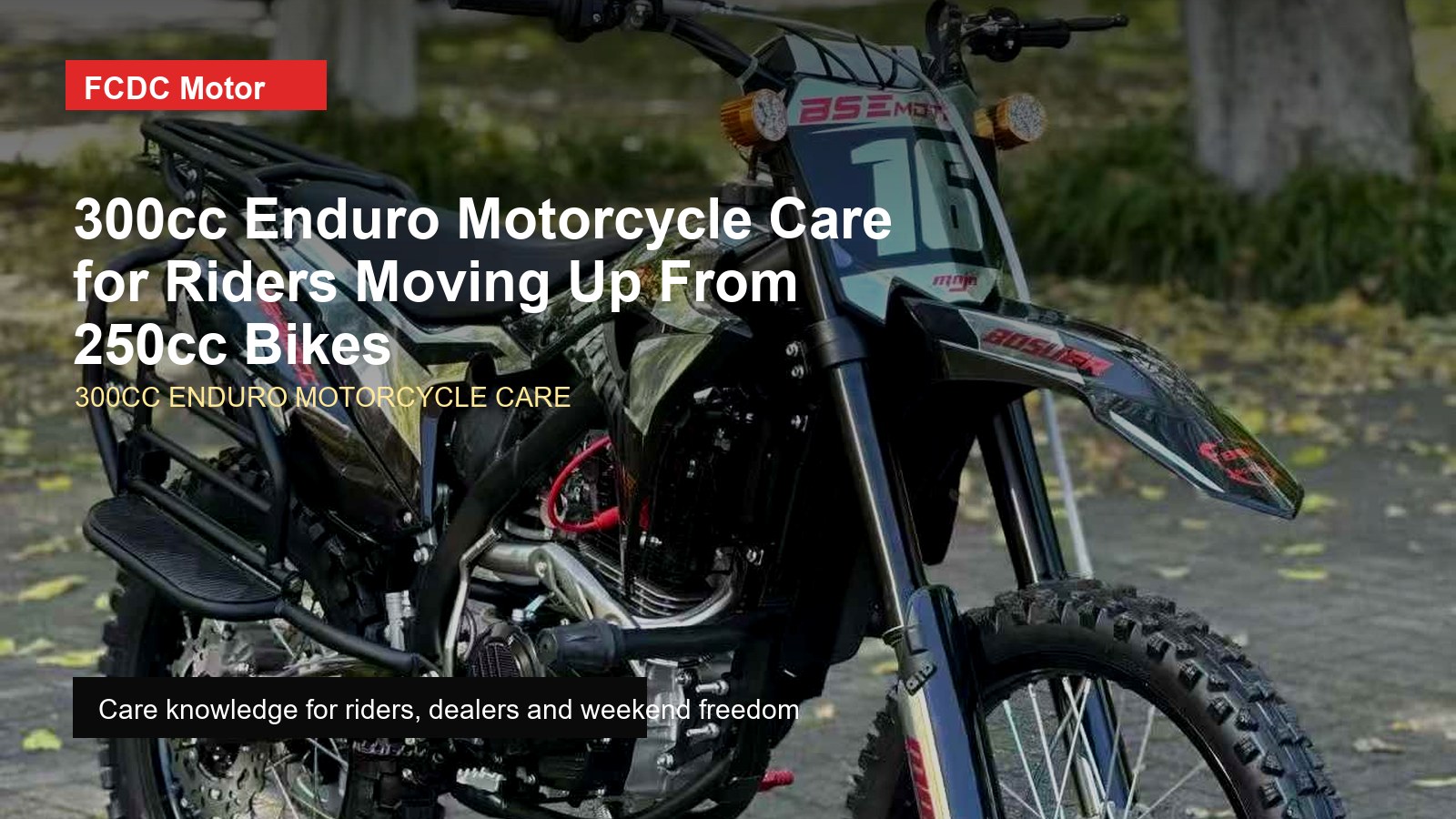 FCDC Motor 300cc enduro motorcycle care visual reference for enduro performance, adult progression, freedom with control
