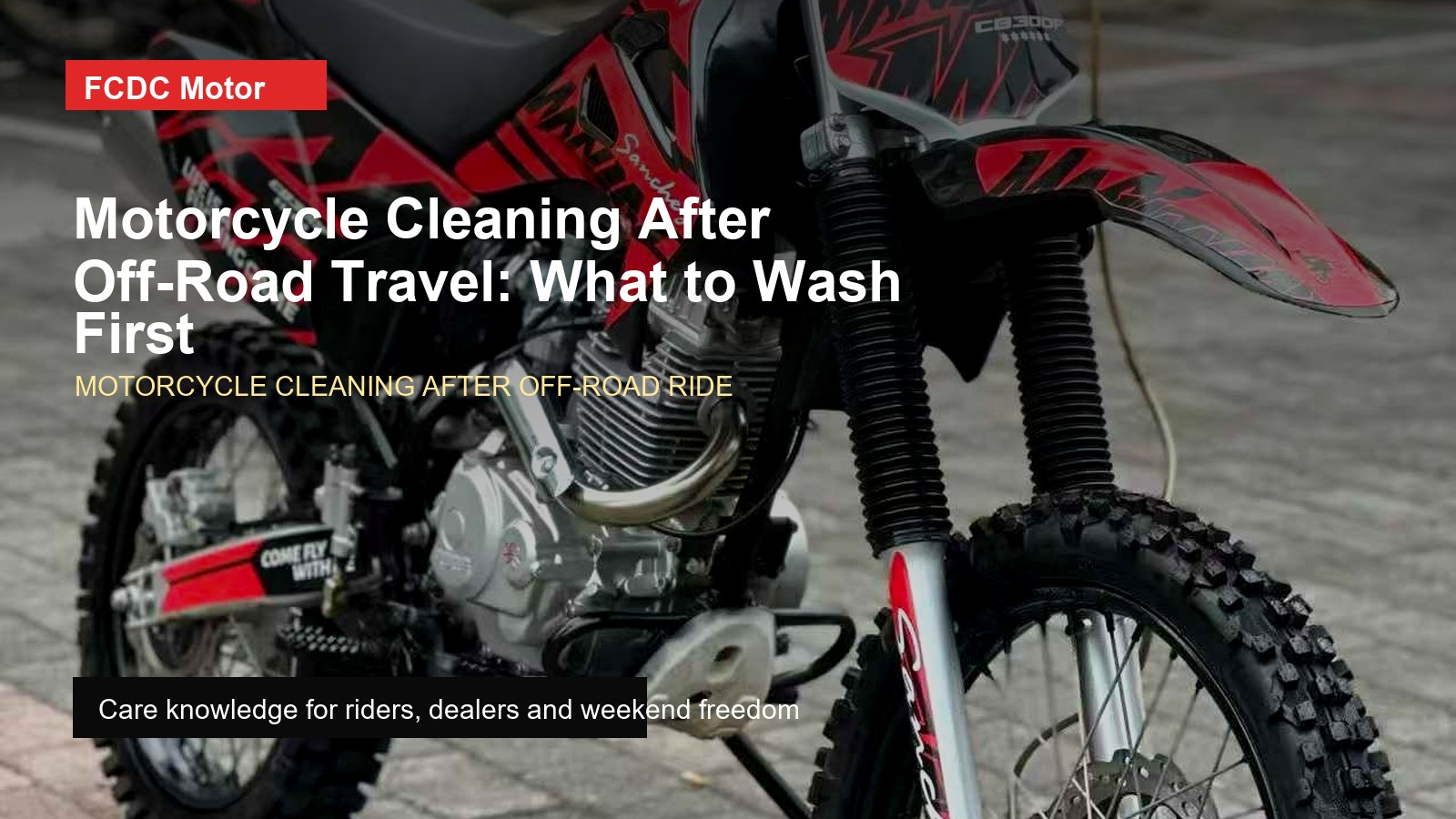 FCDC Motor motorcycle cleaning after off-road ride cover